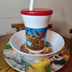 Vintage 1996 McDonald's Children's Plate, Cup, and Bowl